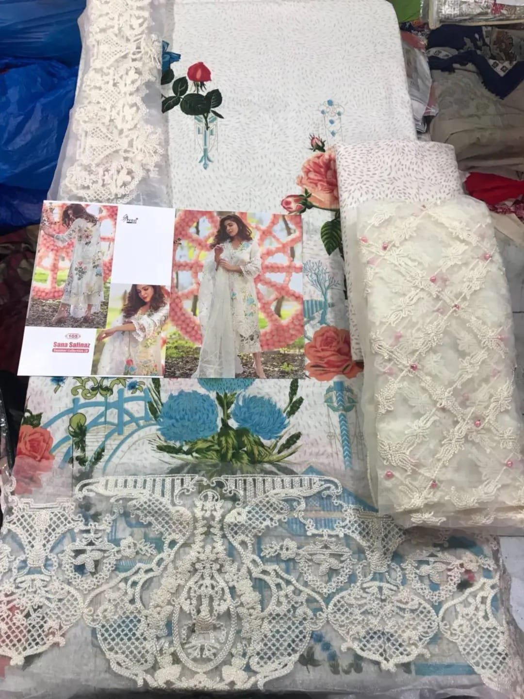 Sana Safinaz Indian Embroidered Cotton - White - Image 2