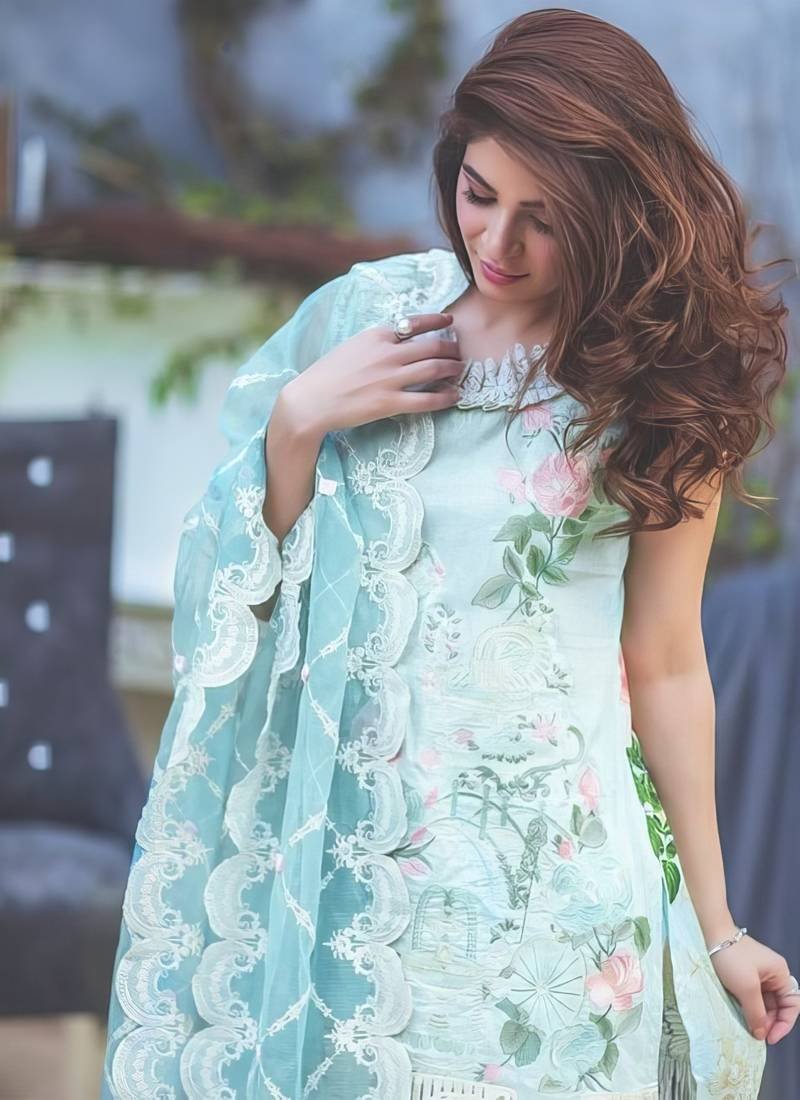 Sana Safinaz Indian Embroidered Cotton - Sea Blue