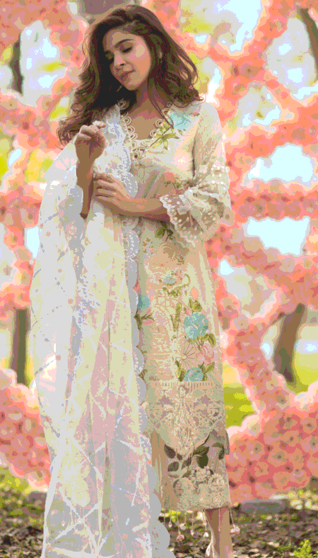 Sana Safinaz Indian Embroidered Cotton - White