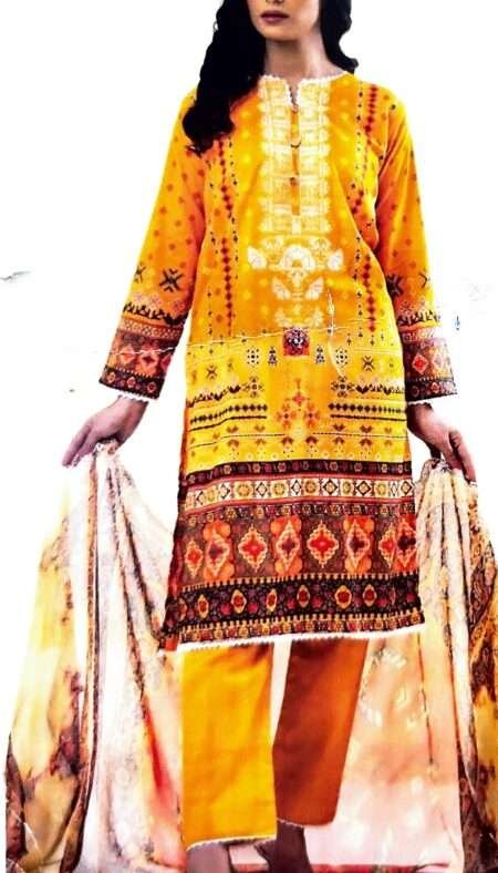 Rangpasand Embroidered Airjet Lawn Collection - Yellow.