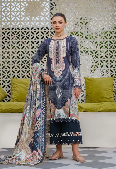 Jade Urbane Linen Prints Collection - Navy