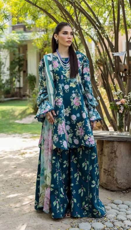 Elaf Prints Lawn Collection - 1B AZURE FERN