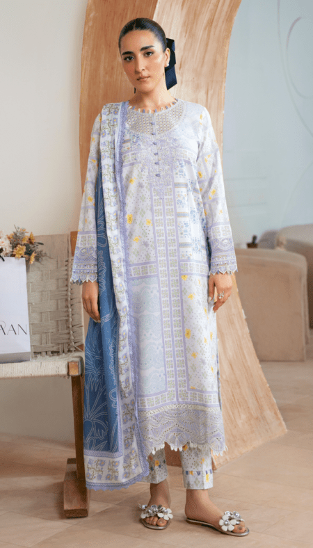 Aabyaan Print Luxe Lawn Collection - FALAK (AP-04)