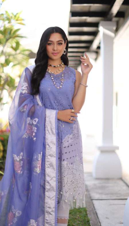 Noor by Saadia Asad Luxury Chikankari Lawn - D9-B Purple Ombre