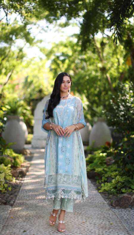 Noor by Saadia Asad Luxury Chikankari Lawn - D2-A Feroze and mint