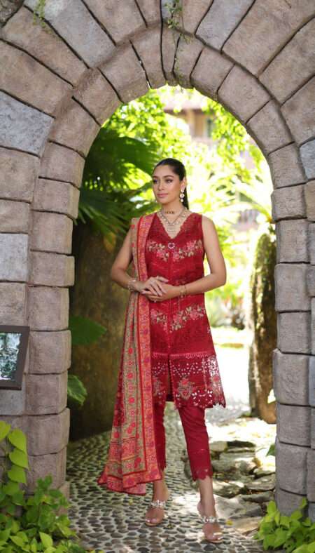 Noor by Saadia Asad Luxury Chikankari Lawn - D12-A Red