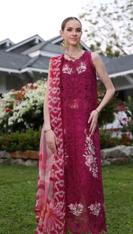 Noor by Saadia Asad Luxury Chikankari Lawn - D10-A FUCHIA