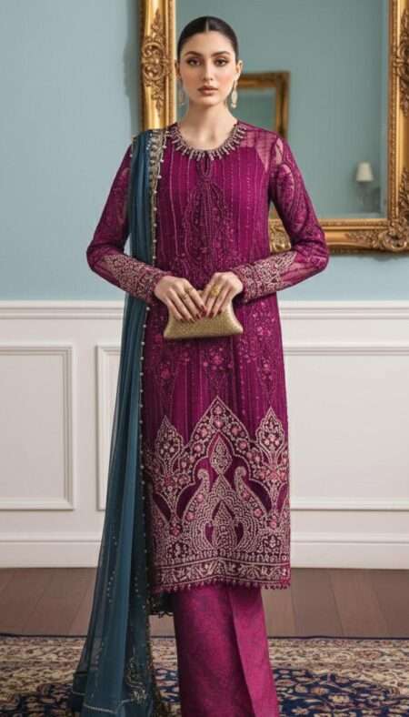 Ronak E mehal ZA Cloths Semi Stitched Chiffon Vol 2 - D2